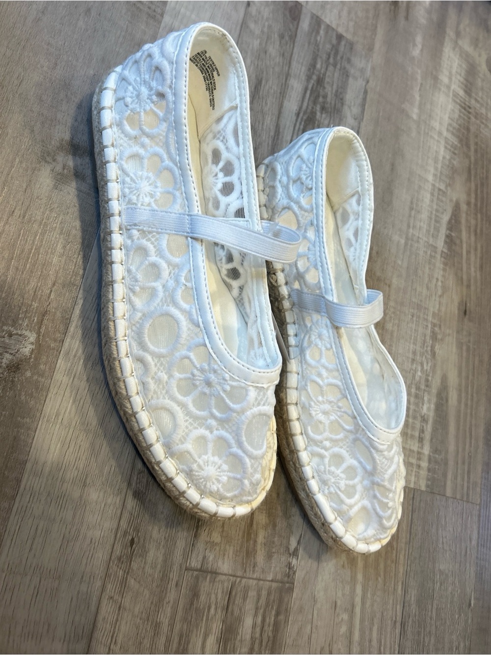 Women's Celia Floral Lace Mary Jane Espadrille Boho Flat Shoes White - Picture 7 of 11